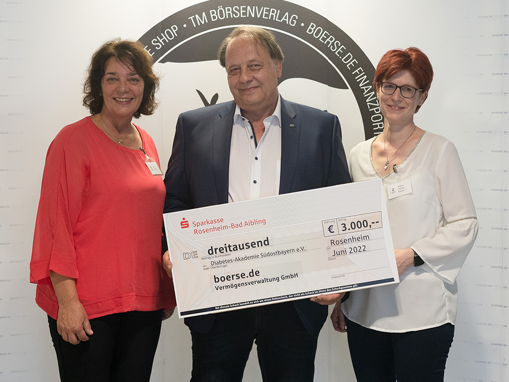 3.000 Euro für den Diabetes-Akademie Südostbayern e.V. 3.000 Euro für den Diabetes-Akademie Südostbayern e.V.